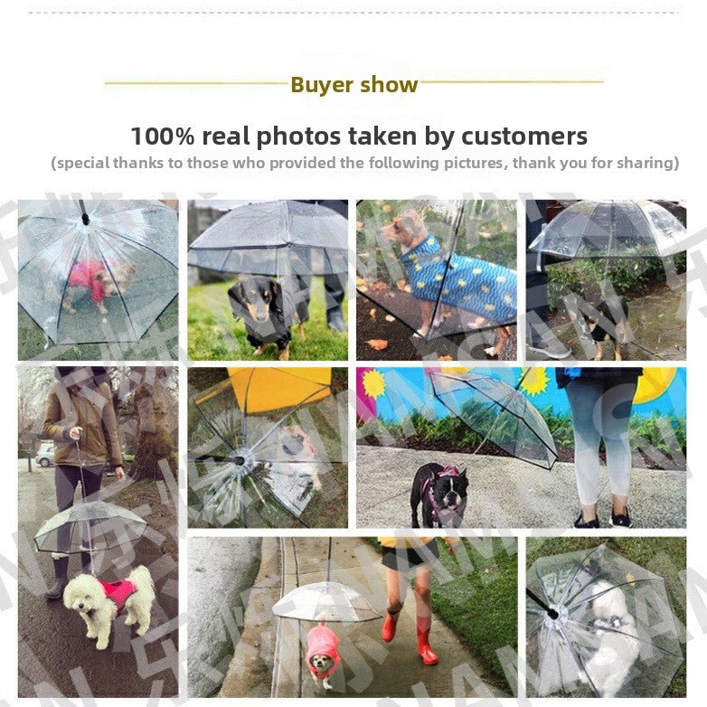 Transparent Pet Umbrella with Leash – Waterproof PVC Dog Rain Gear