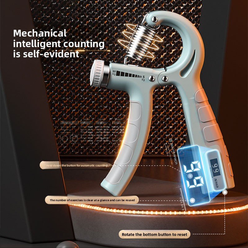 Spring Steel Hand Grip Strengthener - Digital Counter, Dark Gray