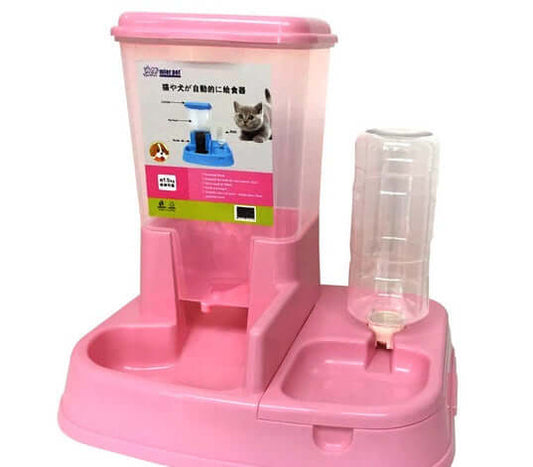 Automatic Pet Feeder, smart food dispenser for dogs and cats in pink, easy and convenient feeding solution for pets.