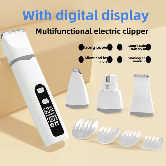 Digital Display Pet Hair Clipper and Nail Grinder | Low Noise Trimmer