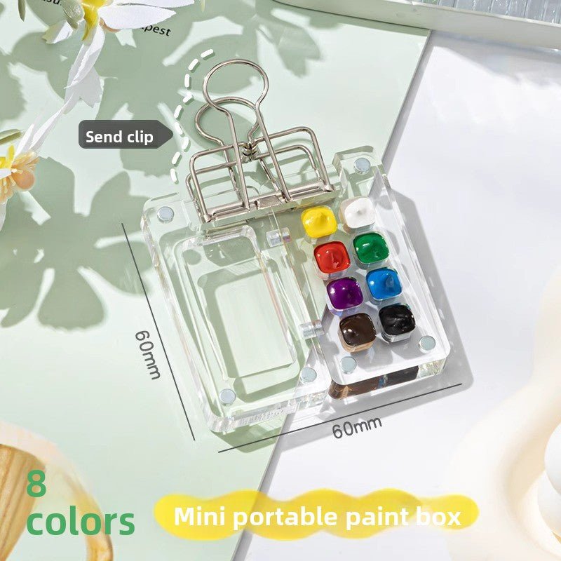Portable Mini Watercolor Paint Set | Walnut Wood Travel Sketch Kit