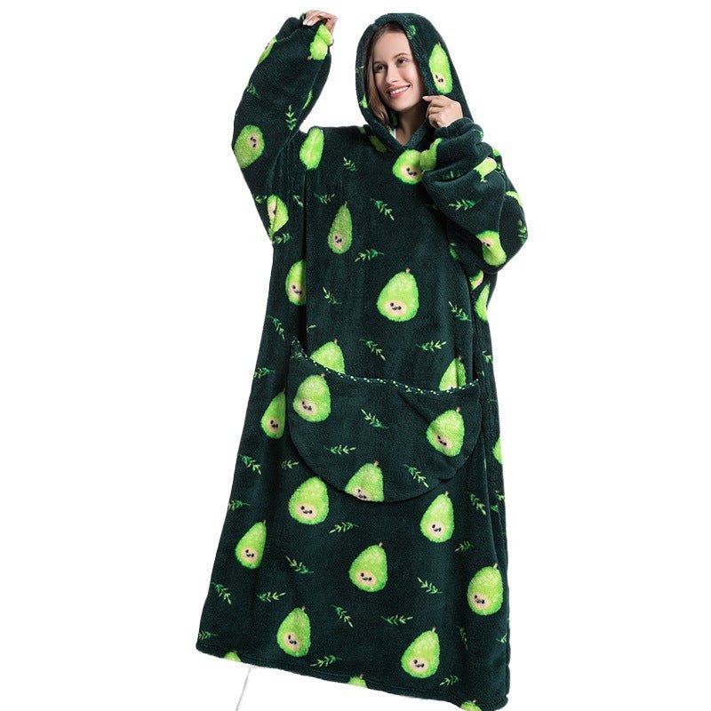 Oversized Wearable Blanket Hoodie – Fun Print, One Size