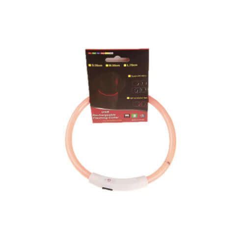 USB LED Dog Collar – Rechargeable Light - Up Safety Necklace