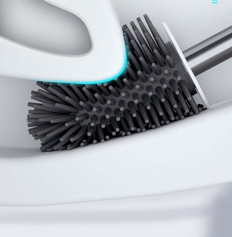 Bathroom Brush Set – close-up of brush cleaning toilet bowl, showcasing bristle design for effective bathroom cleaning.
