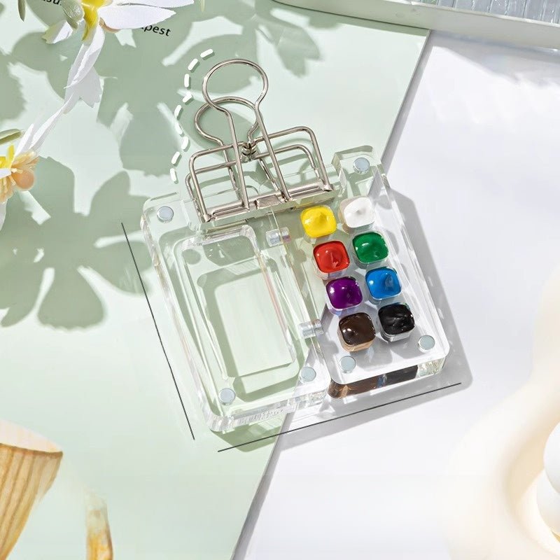 Portable Mini Watercolor Paint Set | Walnut Wood Travel Sketch Kit