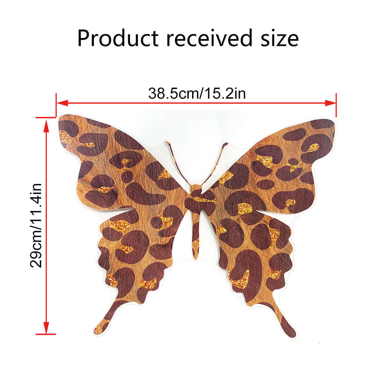 Butterfly Wall Stickers - Removable home decor decals with leopard pattern and dimensions for stylish decoration.
