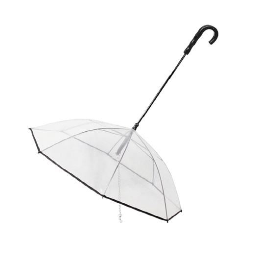 Transparent Pet Umbrella with Leash – Waterproof PVC Dog Rain Gear