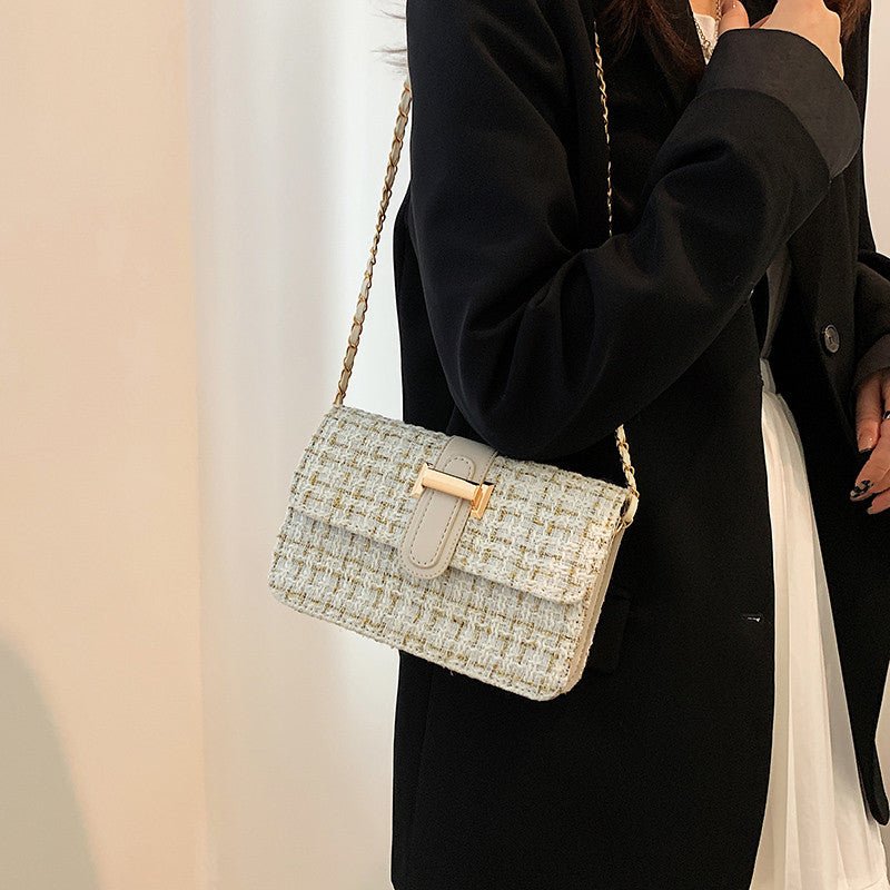 Women's Woolen Small Square Shoulder Bag – Magnetic Buckle