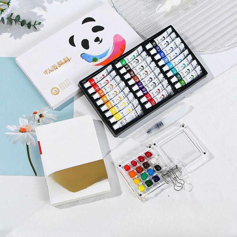 Portable Mini Watercolor Paint Set | Walnut Wood Travel Sketch Kit