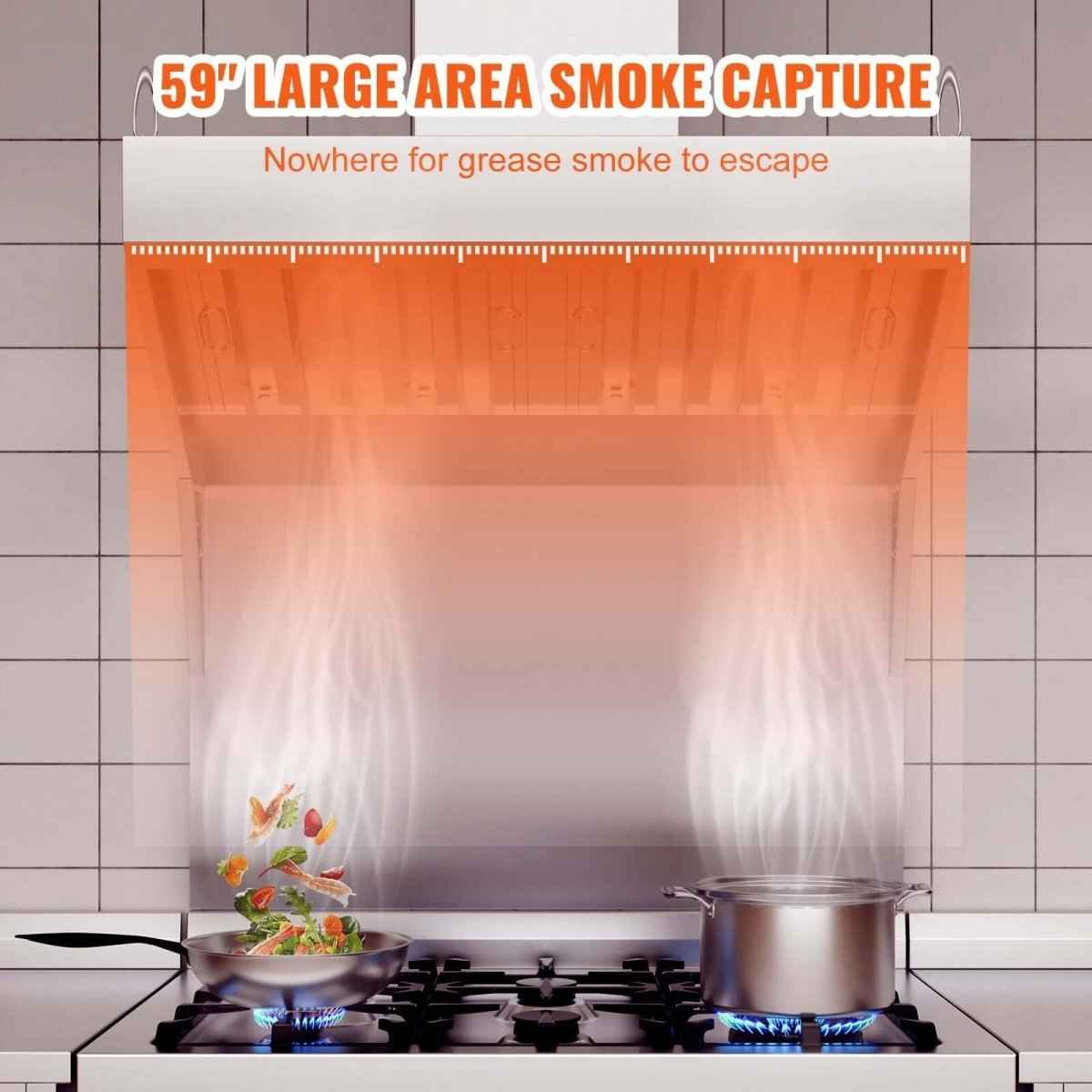 Commercial Exhaust Hood 5FT – Vent Free🚚USA