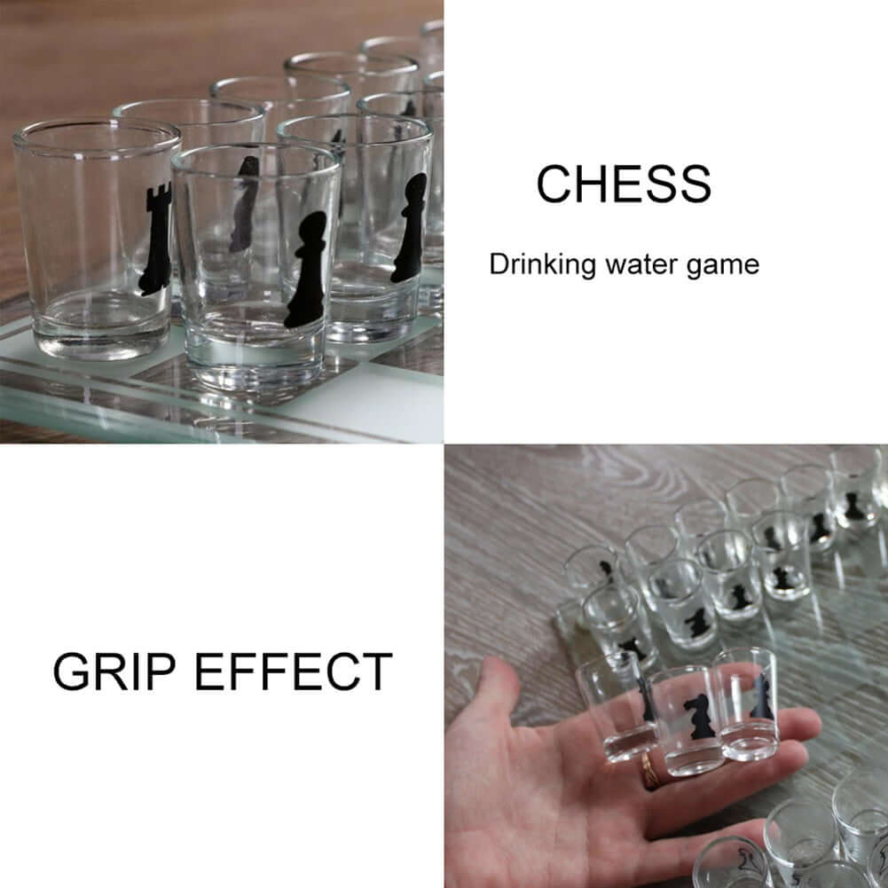 Crystal wine glass chess set: cultivate resilience and adaptability.