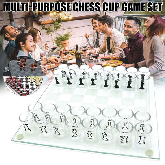 Crystal Wine Glass Chess Set – Bar & Home