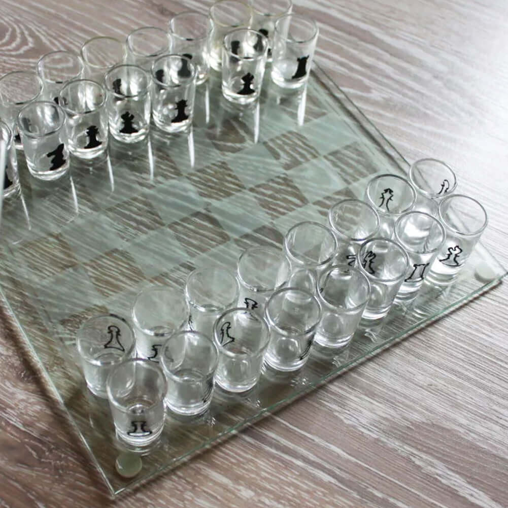 Crystal wine glass chess set: Drinking water game.