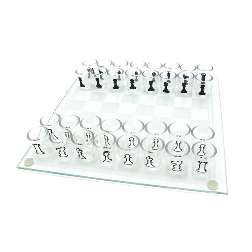 Crystal wine glass chess set: Educational game.