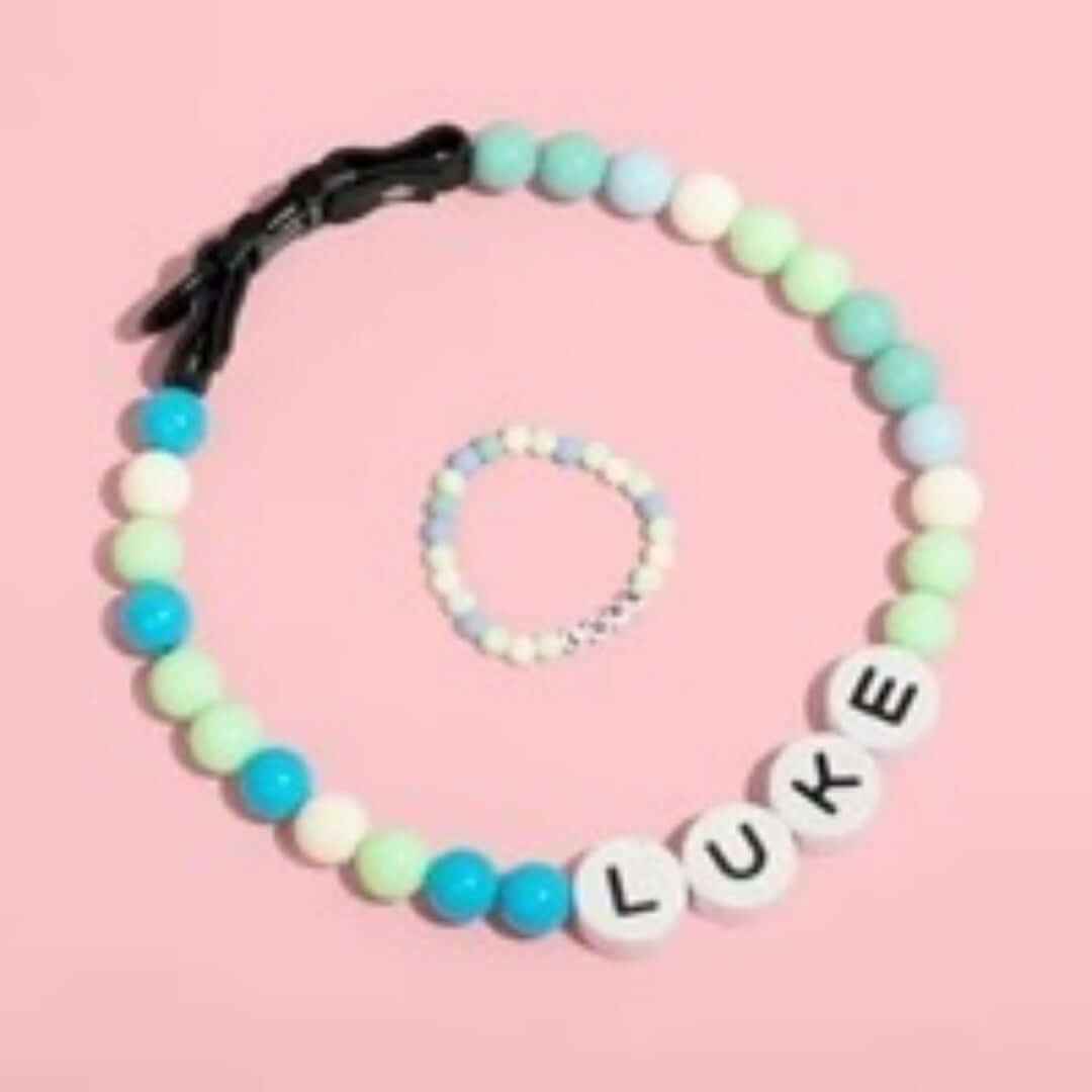 Custom Pet Beaded Name Collar – Set