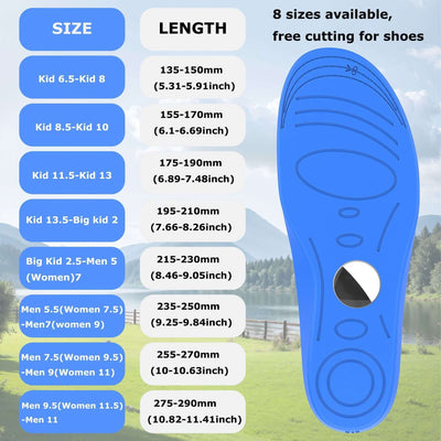 Anti-lost Insole sizes.