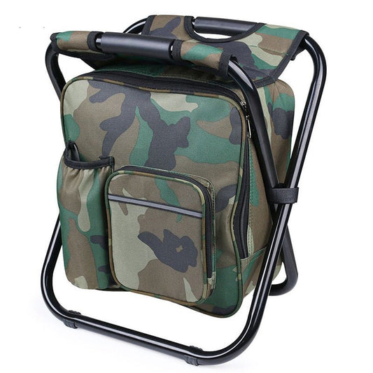 Portable Folding Stool with Insulated Ice Bag | 600D Oxford Cloth Seat