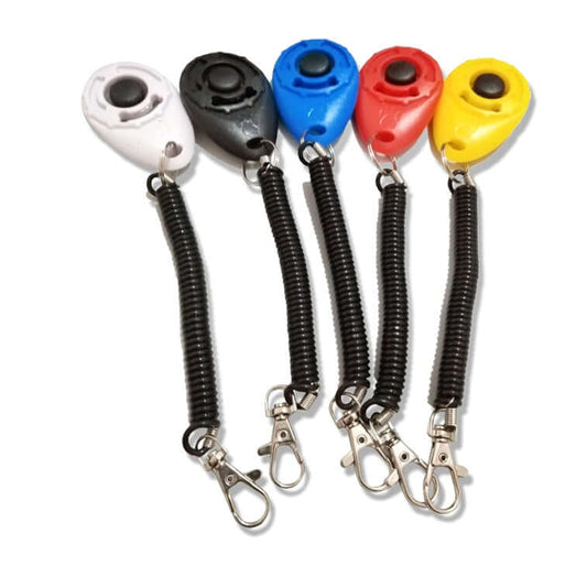 Colorful Dog Training Clicker set for effective pet obedience training.