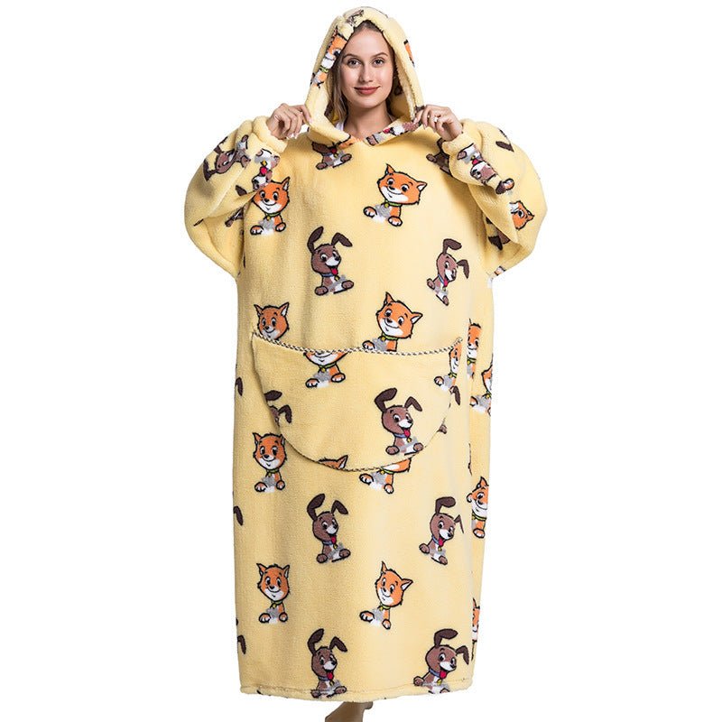 Oversized Wearable Blanket Hoodie – Fun Print, One Size