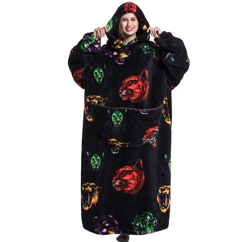 Oversized Wearable Blanket Hoodie – Fun Print, One Size