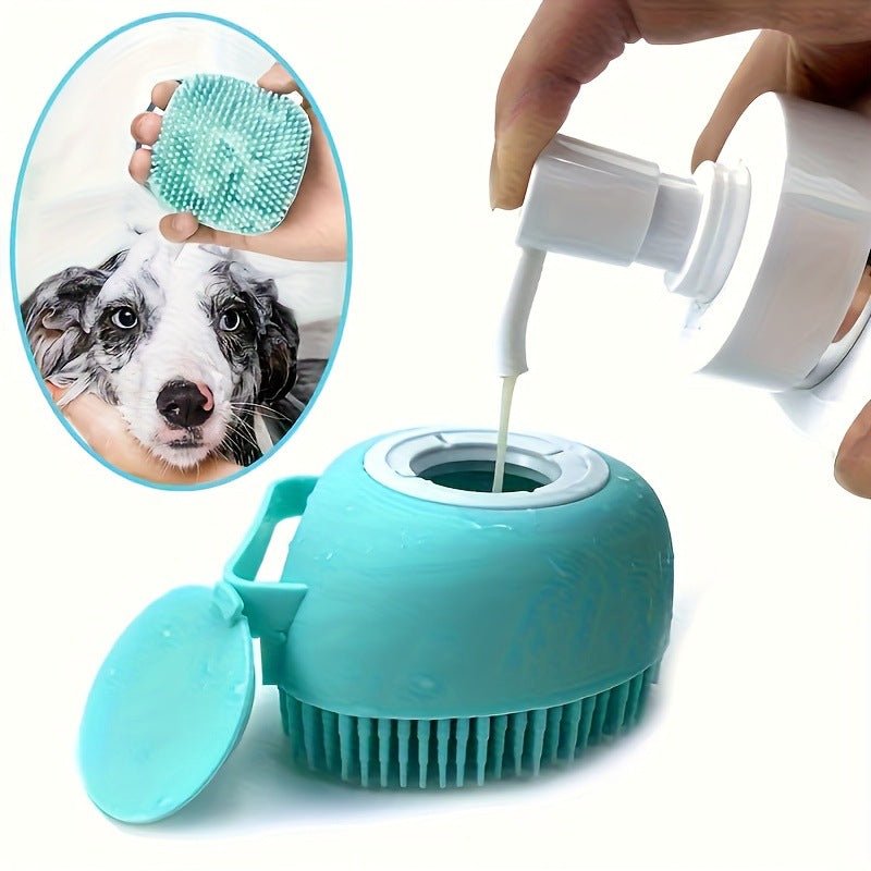 Pet Bathing Brush – Silicone Shampoo Dispenser for Dogs and Cats