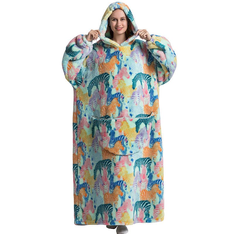 Oversized Wearable Blanket Hoodie – Fun Print, One Size