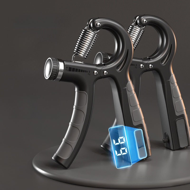 Spring Steel Hand Grip Strengthener - Digital Counter, Dark Gray
