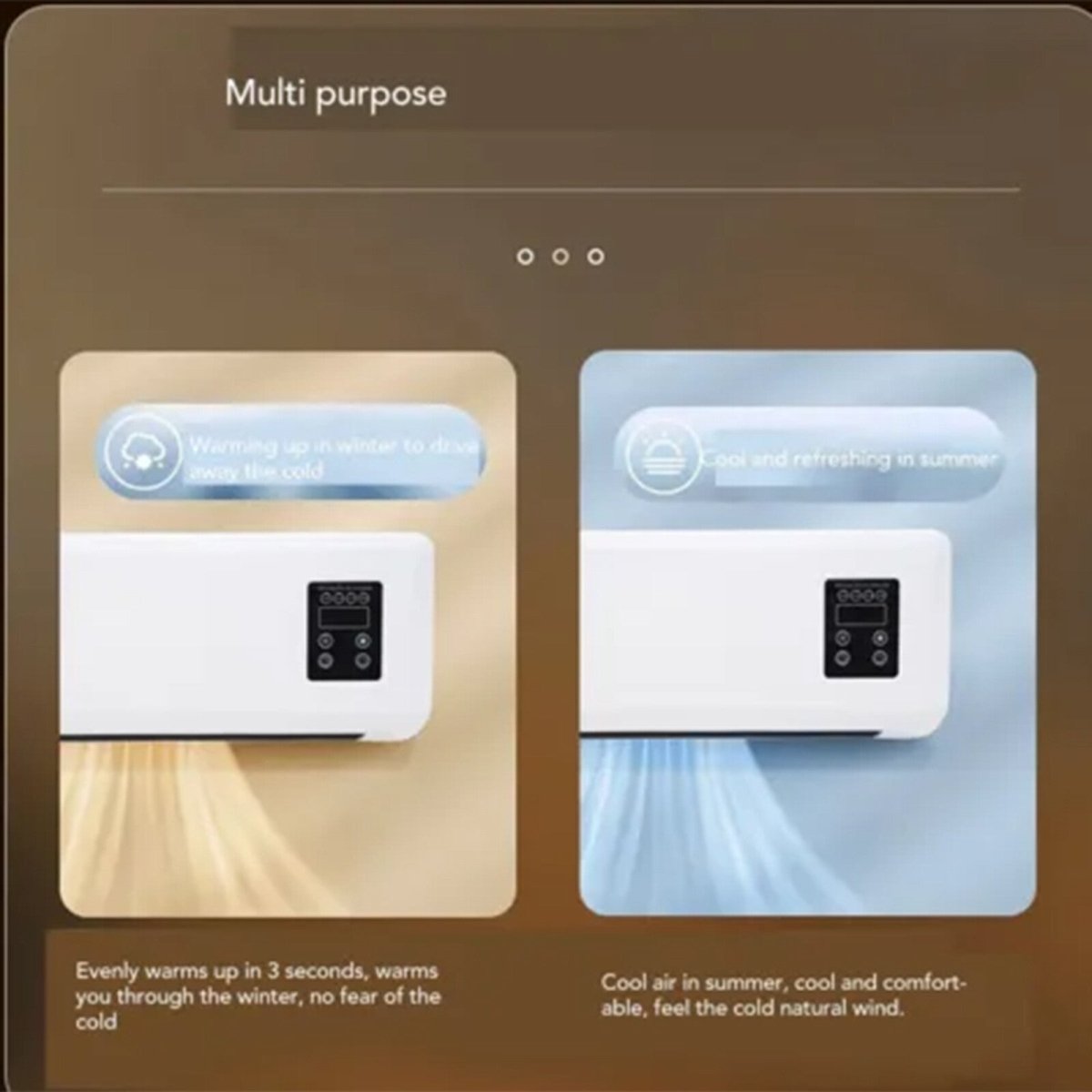 Electric Wall Heater Air Conditioner Wall Mounted Space Heater Fast Heating - DoubleJoy Store