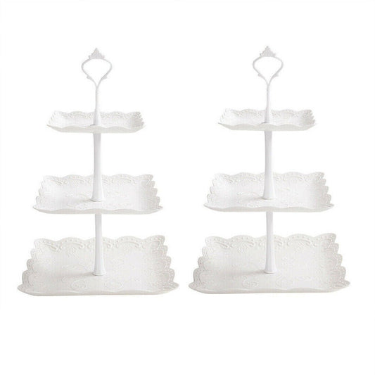 Elegant 3 - Tier Square Cake Stand Set - DoubleJoy Store