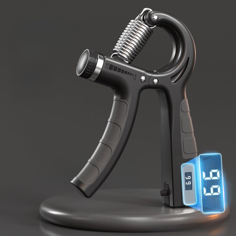Spring Steel Hand Grip Strengthener - Digital Counter, Dark Gray