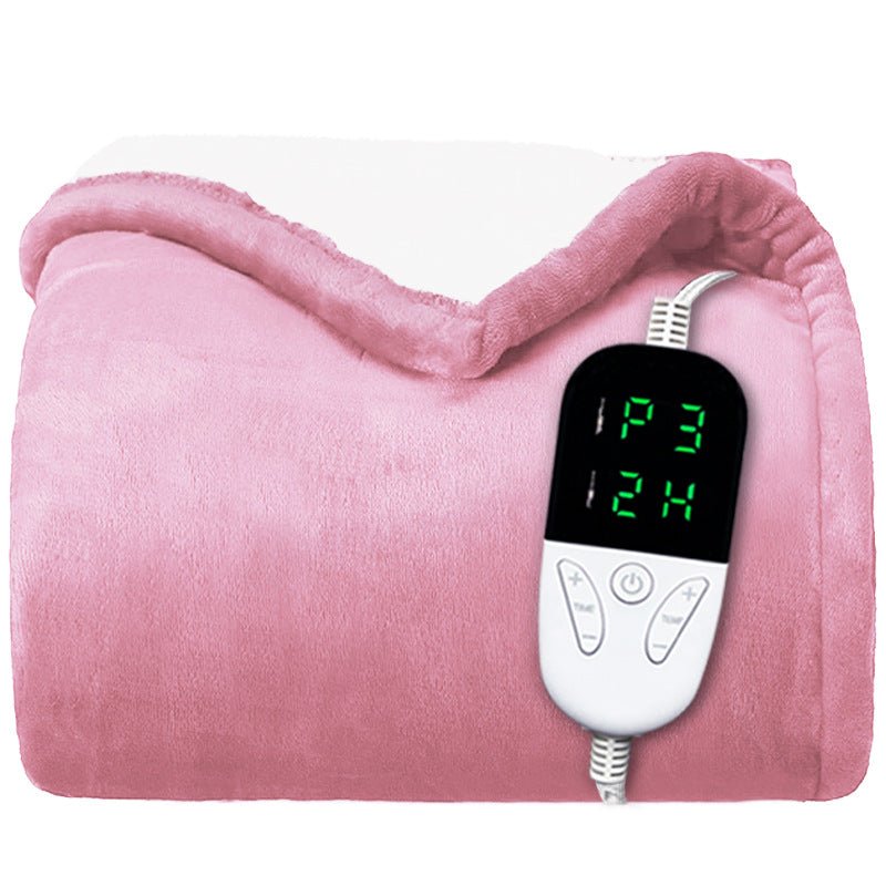 Flannel Electric Blanket with 24 temperature settings and digital control for personalized warmth and comfort, pink color.