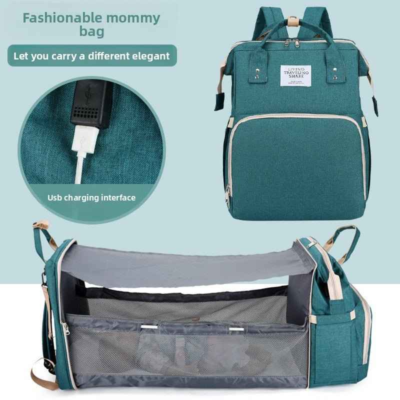 Foldable Mum Bag - USB Port Large Backpack