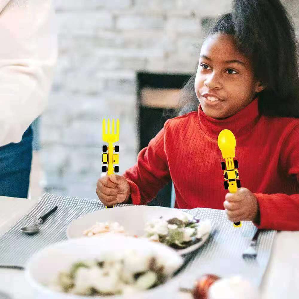 Kids Cutlery Set – Fun & Safe Utensil for Toddlers displayed by a child at mealtime.