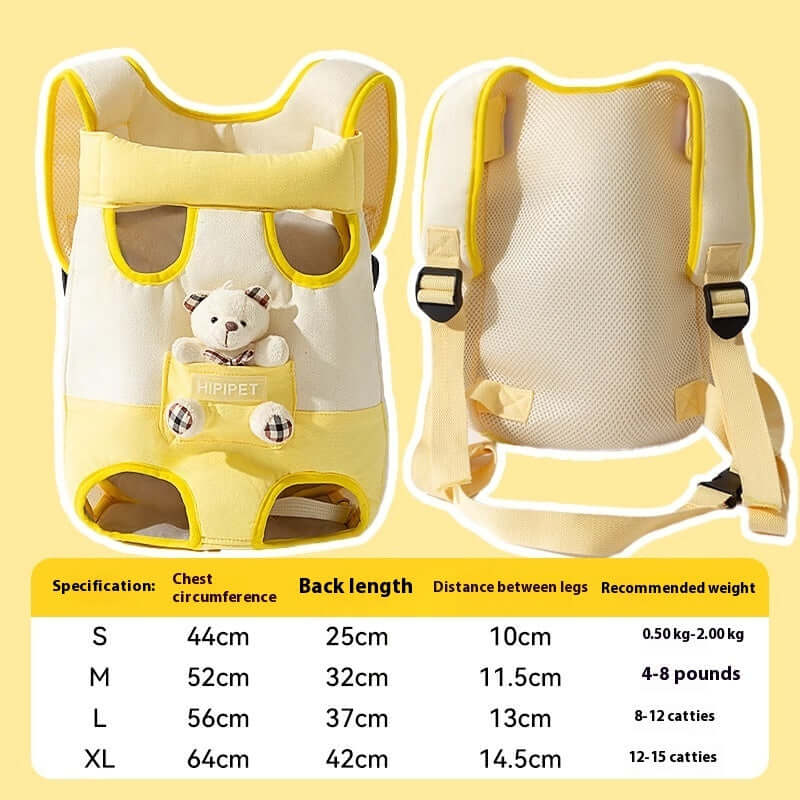 Pet carrier Front & Back sides size measurements.