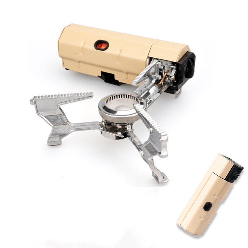 Portable Camping Gas Stove, foldable for outdoor hiking and BBQ, compact and lightweight with high-quality aluminum alloy.
