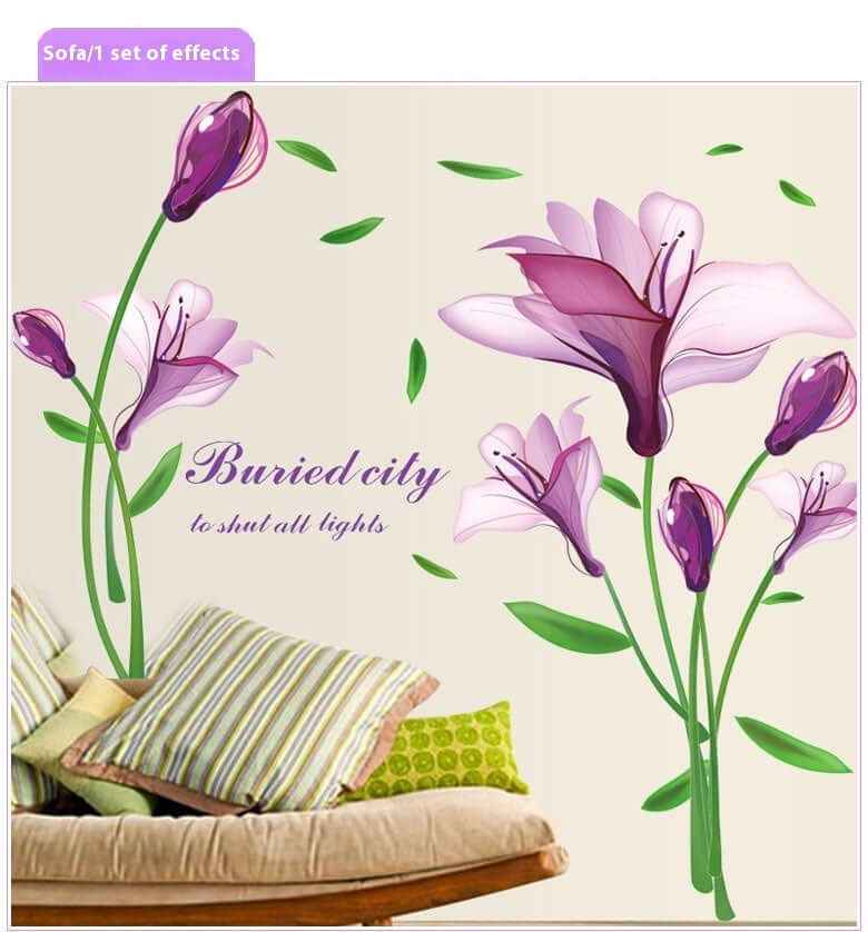 Romantic Purple Flower Wall Sticker