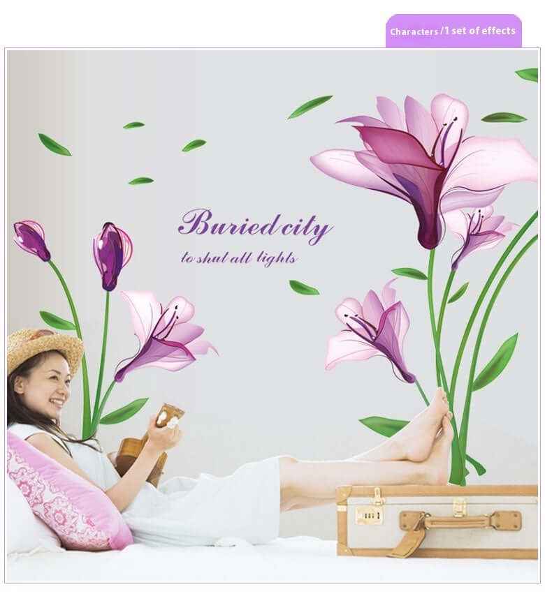 Romantic Purple Flower Wall Sticker