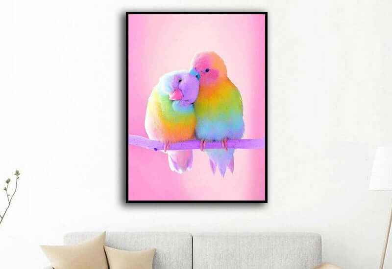Round Diamond Parrot Painting – Wall Art