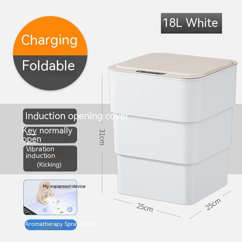 Smart Trash Dustbin with Automatic Lid, foldable and charging, suitable for home and car use.