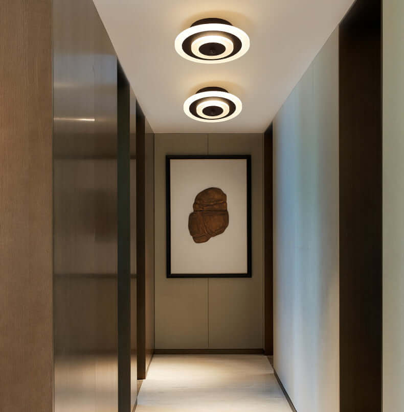 Surface-Mounted Ceiling Lamp illuminating a modern hallway with elegant, soft LED lighting and minimalist design.