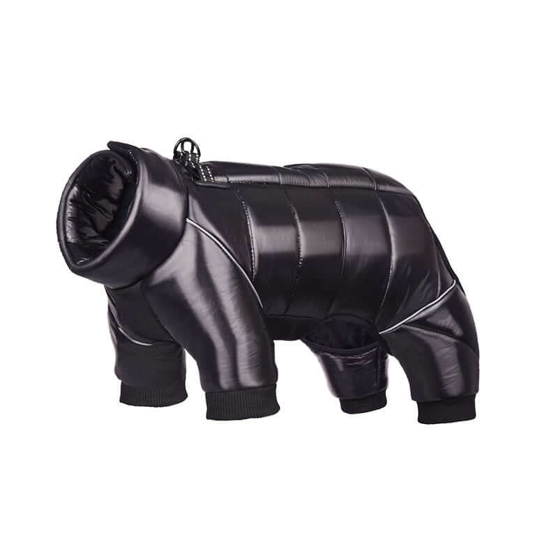 Waterproof Winter Dog Jacket for small dogs in black, showcasing a stylish and warm design ideal for cold weather outings.