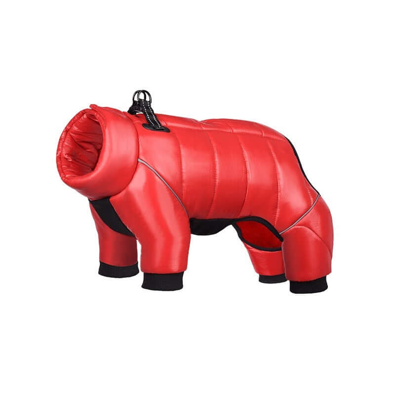 Waterproof Winter Dog Jacket for small dogs in red, warm pet coat, premium cotton, stylish winter wear, cozy and breathable.