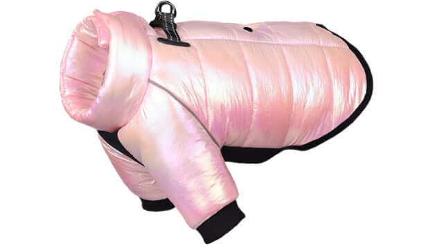 Waterproof Winter Dog Jacket - Warm pink pet coat for small dogs. Cozy and stylish outerwear for cold weather protection.