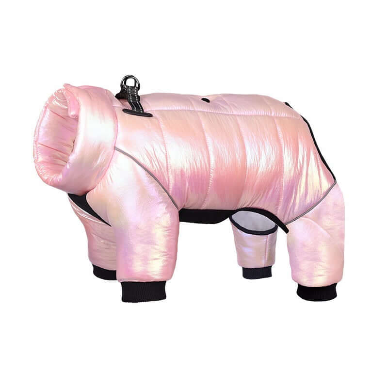 Waterproof Winter Dog Jacket in pink for small dogs, featuring cozy and stylish design to keep pets warm and comfortable.