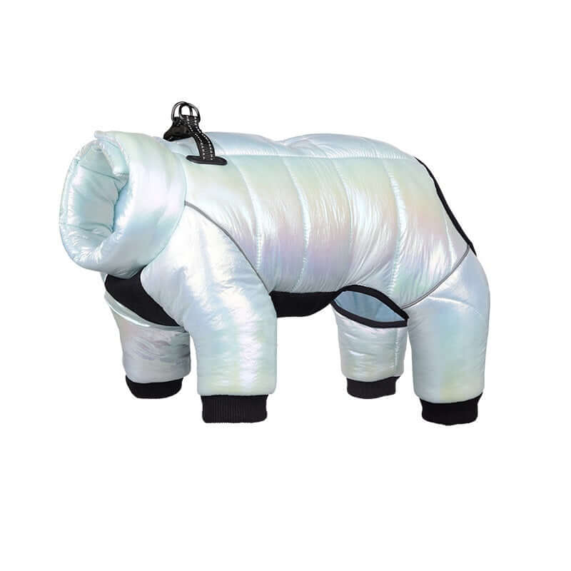 Waterproof Winter Dog Jacket for small dogs, warm iridescent pet coat, premium cotton, cozy & stylish for cold weather walks.