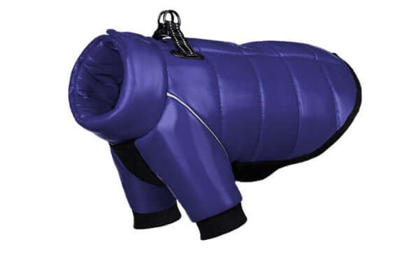 Waterproof Winter Dog Jacket for small dogs, purple color, warm and cozy pet coat, for cold weather, pet clothing accessory.