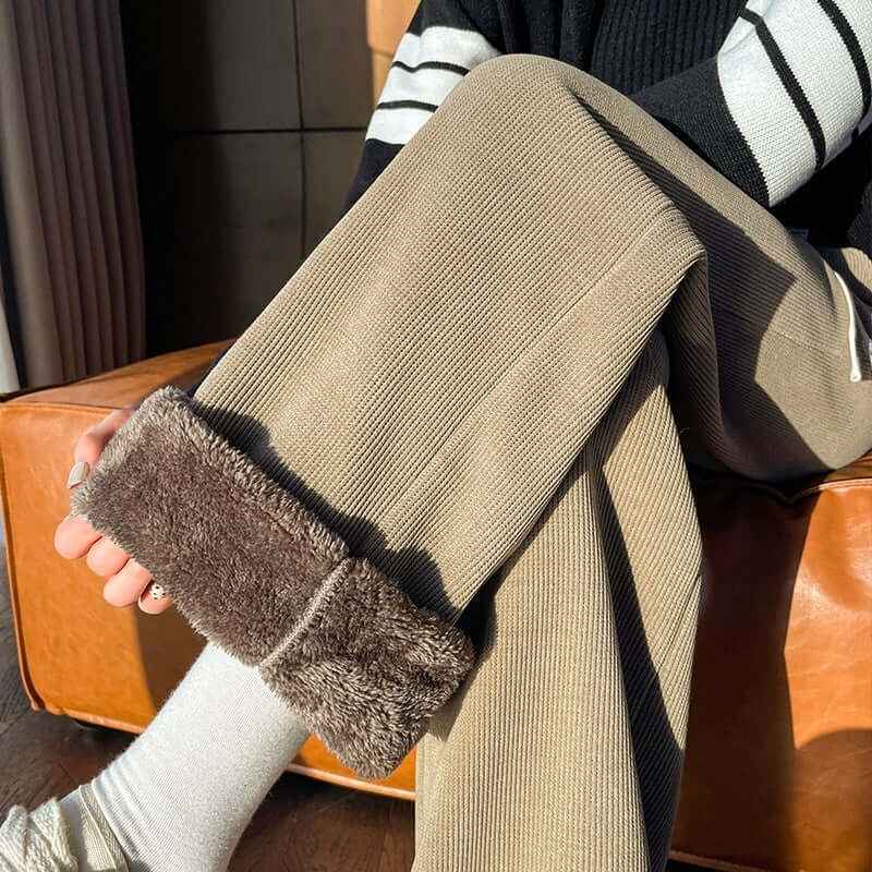 Women Wide Leg Pants – Winter Fleece-Lined