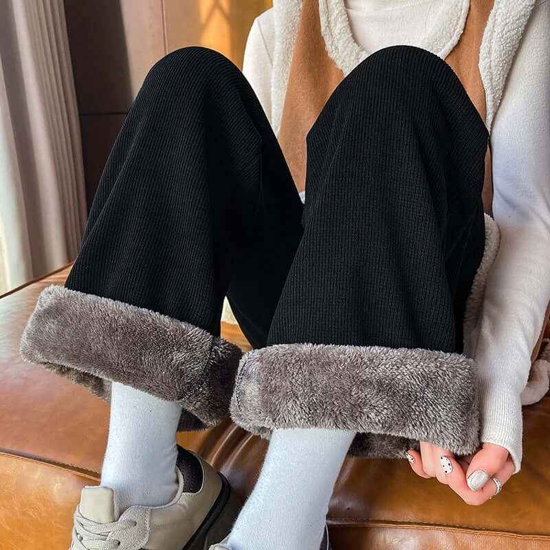 Women Wide Leg Pants – Winter Fleece-Lined