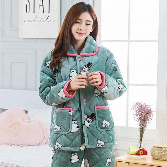 Women Winter Pyjamas – Thicken Three-Layer